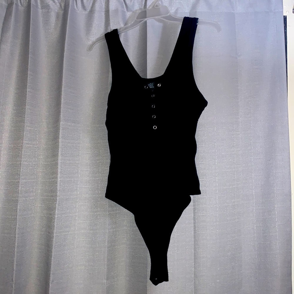 Black Button Up Body Suit